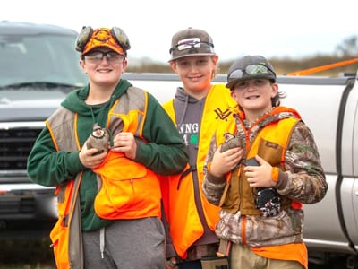 Youth hunters at the Yolo County Pheasants Forever upland bird hunt